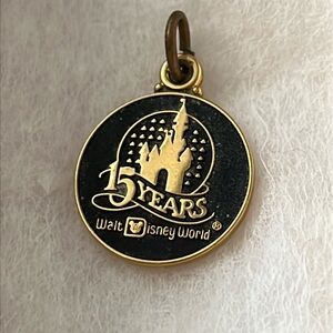 Disney Parks vintage Walt Disney World 15th Anniversary Charm gold electroplated